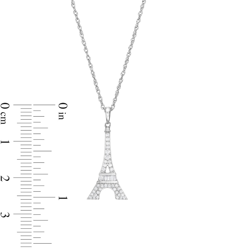Main Image 3 of 1/5 CT. T.W. Diamond Eiffel Tower Pendant in Sterling Silver