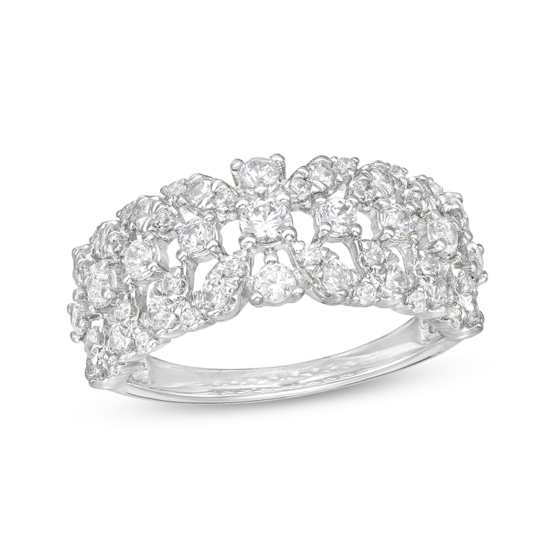 Main Image 1 of 1 CT. T.W. Diamond Floral Lattice-Style Ring in 10K White Gold
