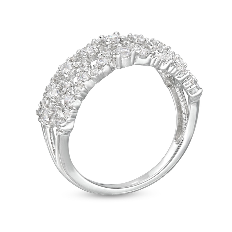 Main Image 3 of 1 CT. T.W. Diamond Floral Lattice-Style Ring in 10K White Gold