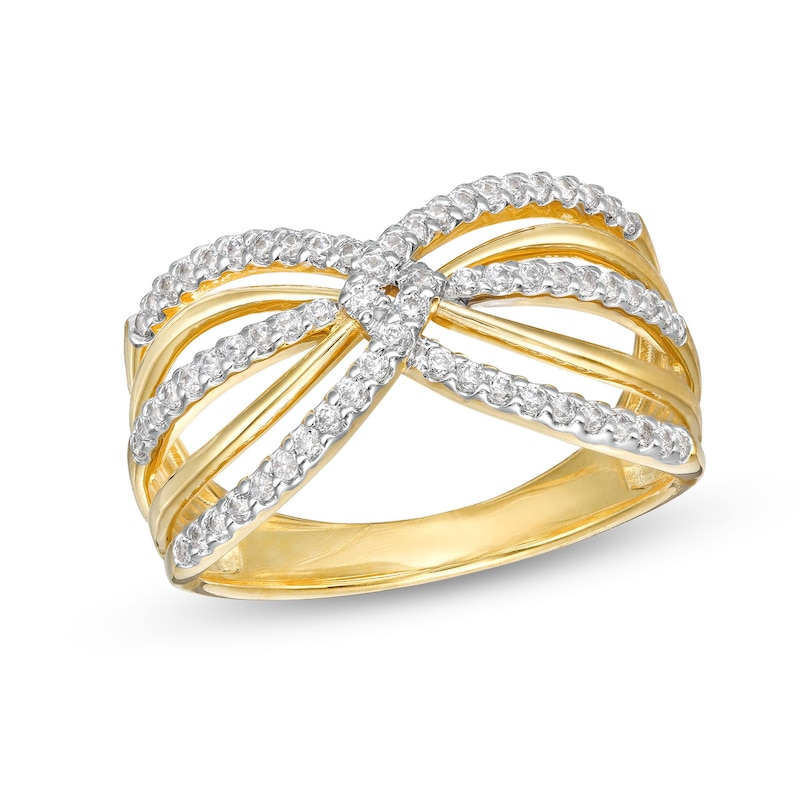 Main Image 1 of 1/3 CT. T.W. Diamond Interlocking Orbit Ring in 10K Gold
