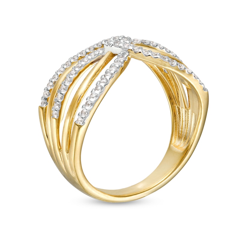 Main Image 3 of 1/3 CT. T.W. Diamond Interlocking Orbit Ring in 10K Gold