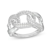 Thumbnail Image 1 of 1/2 CT. T.W. Diamond Oval Chain Link Ring in Sterling Silver