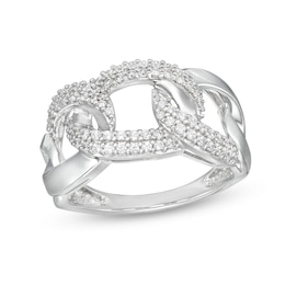 1/2 CT. T.W. Diamond Oval Chain Link Ring in Sterling Silver