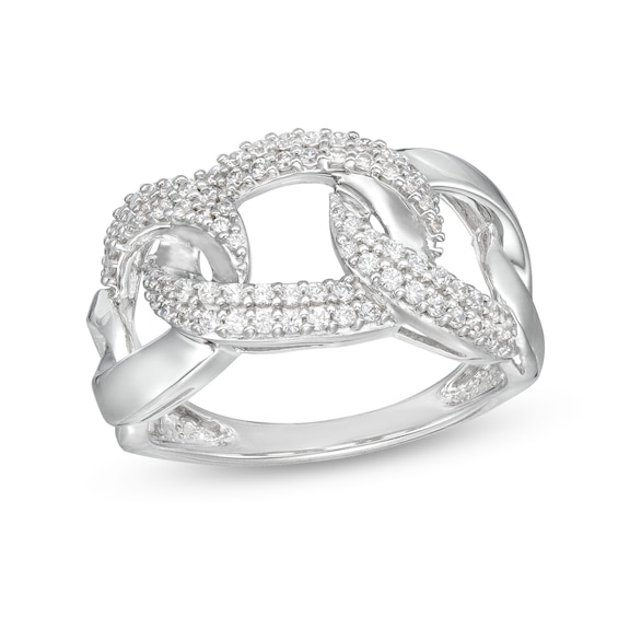 1/2 CT. T.w. Diamond Oval Chain Link Ring in Sterling Silver
