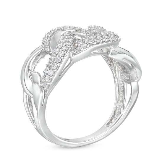 1/2 CT. T.w. Diamond Oval Chain Link Ring in Sterling Silver