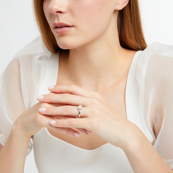 1 CT. T.w. Pear-Shaped and Emerald-Cut Diamond Toi et Moi Engagement Ring in 14K White Gold