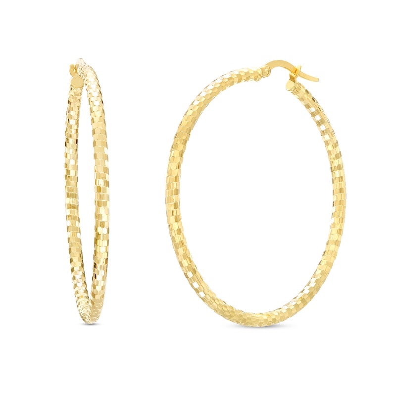 diamond cut gold large hoop earrings
