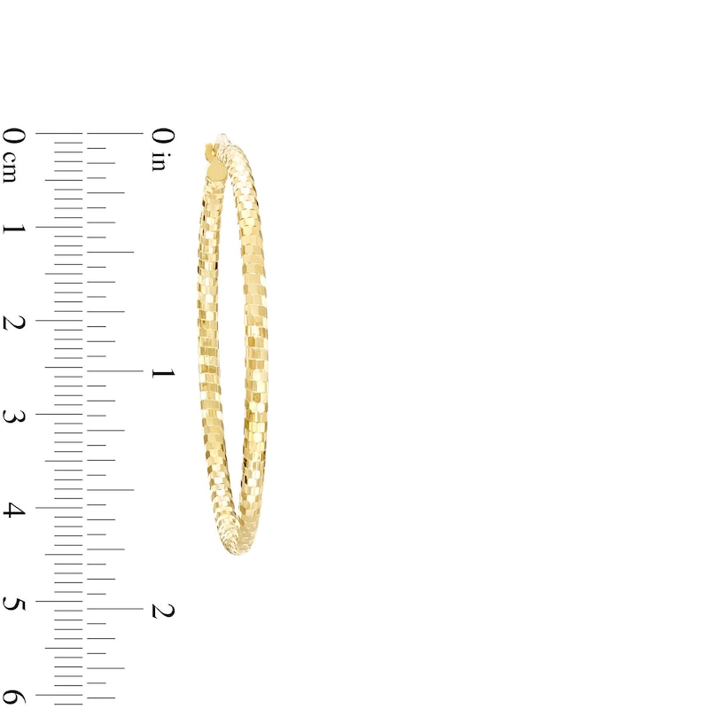 45.0mm Diamond-Cut Tube Hoop Earrings in 10K Gold