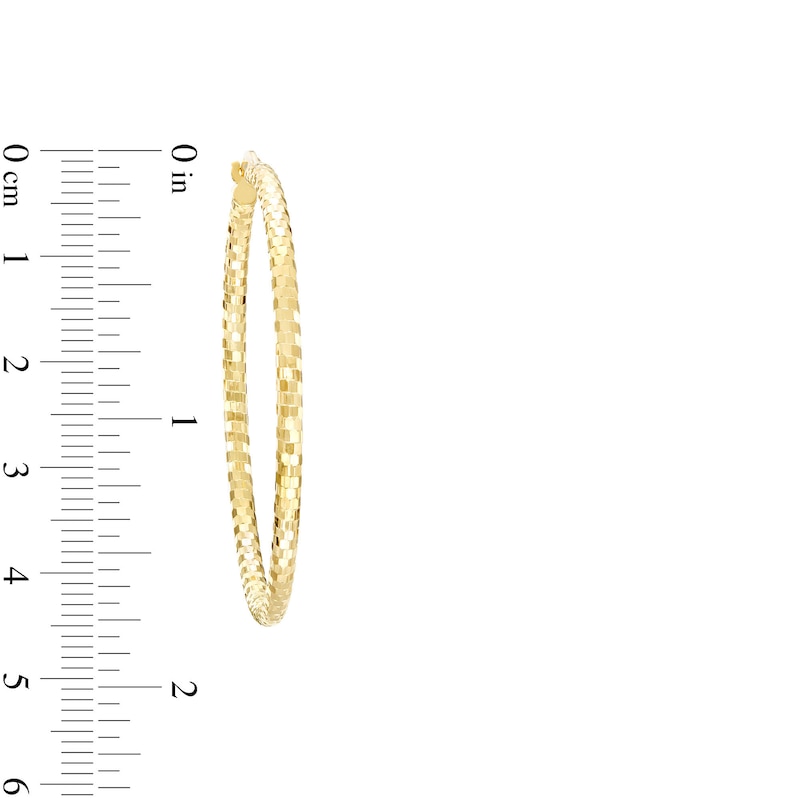 Main Image 3 of 45.0mm Diamond-Cut Tube Hoop Earrings in 10K Gold