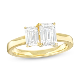 1-1/2 CT. T.W. Emerald-Cut Diamond Toi et Moi Engagement Ring in 14K Gold