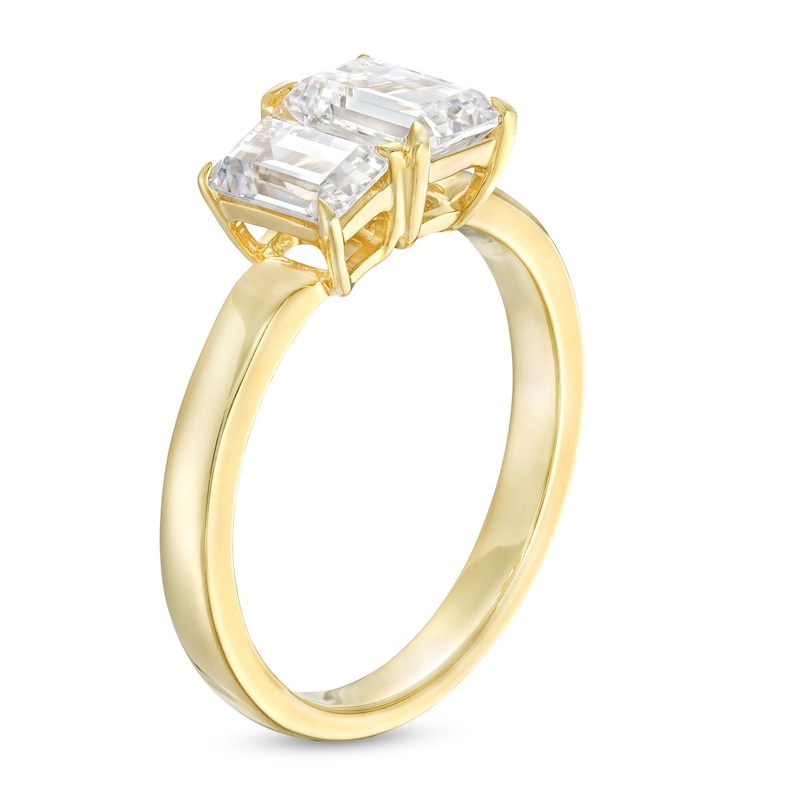Main Image 3 of 1-1/2 CT. T.W. Emerald-Cut Diamond Toi et Moi Engagement Ring in 14K Gold