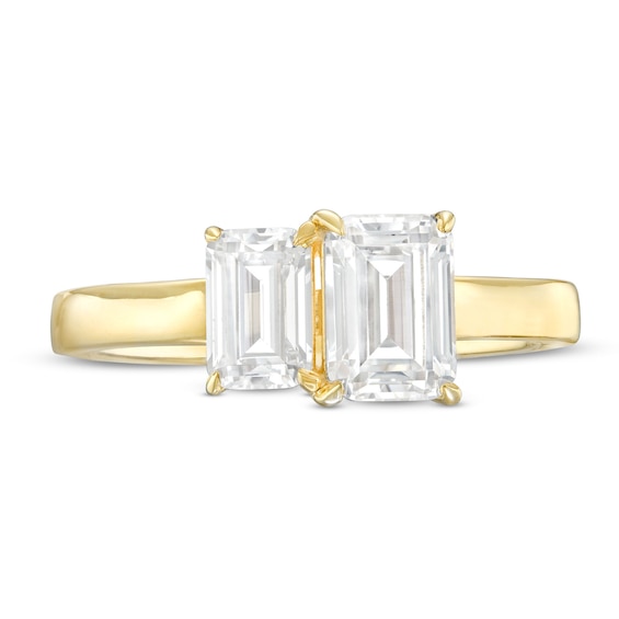 1-1/2 CT. T.w. Emerald-Cut Diamond Toi et Moi Engagement Ring in 14K Gold