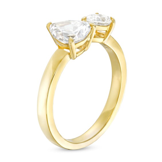 1-1/2 CT. T.w. Pear-Shaped Diamond Toi et Moi Open Shank Engagement Ring in 14K Gold