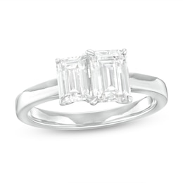 1-1/2 CT. T.W. Emerald-Cut Diamond Toi et Moi Engagement Ring in 14K White Gold