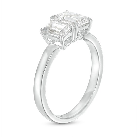 1-1/2 CT. T.w. Emerald-Cut Diamond Toi et Moi Engagement Ring in 14K White Gold