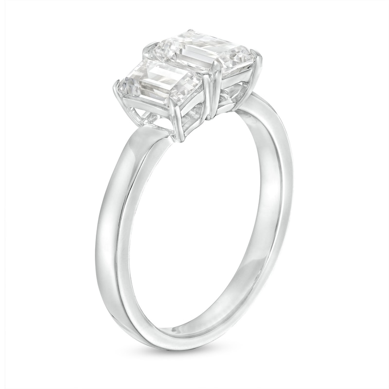 Main Image 3 of 1-1/2 CT. T.W. Emerald-Cut Diamond Toi et Moi Engagement Ring in 14K White Gold