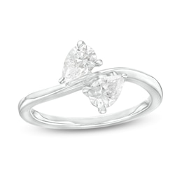1 CT. T.W. Pear-Shaped Diamond Sideways Toi et Moi Engagement Ring in 14K White Gold