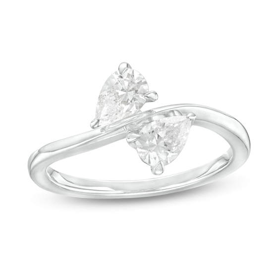 1 CT. T.w. Pear-Shaped Diamond Sideways Toi et Moi Engagement Ring in 14K White Gold