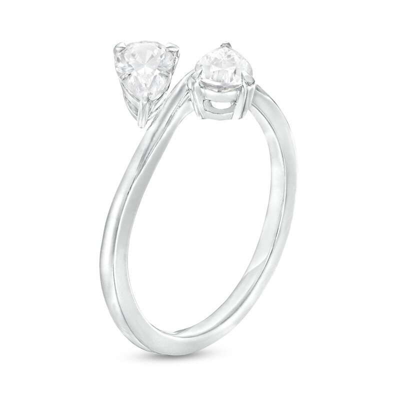 Main Image 3 of 1 CT. T.W. Pear-Shaped Diamond Sideways Toi et Moi Engagement Ring in 14K White Gold