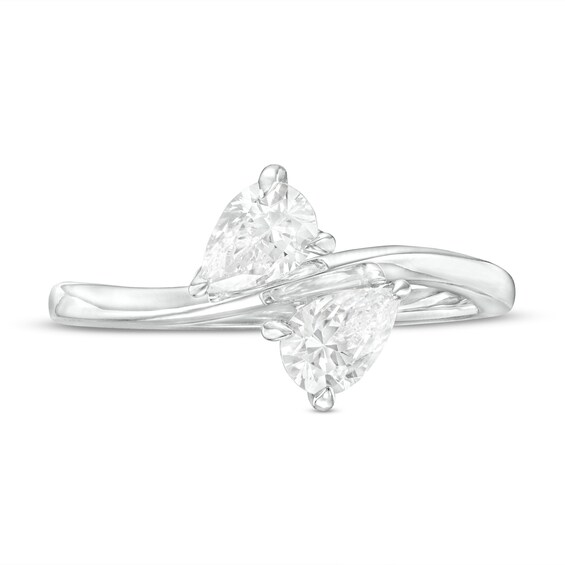 1 CT. T.w. Pear-Shaped Diamond Sideways Toi et Moi Engagement Ring in 14K White Gold