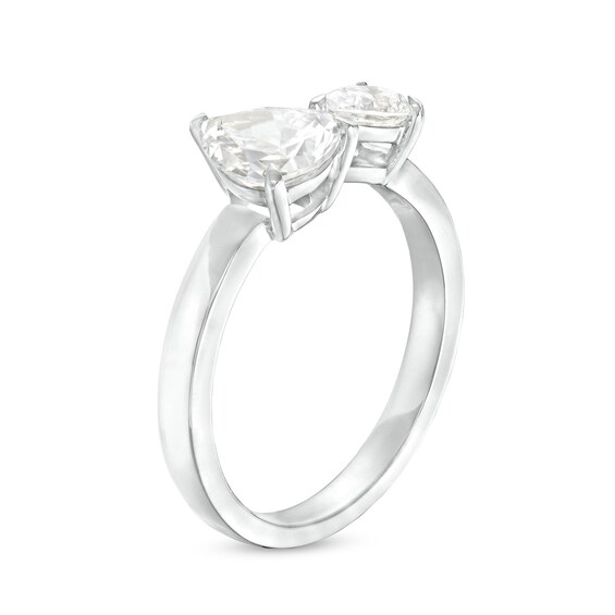 1-1/2 CT. T.w. Pear-Shaped Diamond Toi et Moi Open Shank Engagement Ring in 14K White Gold