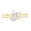 Thumbnail Image 4 of 1-1/2 CT. T.W. Pear-Shaped Diamond Toi et Moi Engagement Ring in 14K Gold