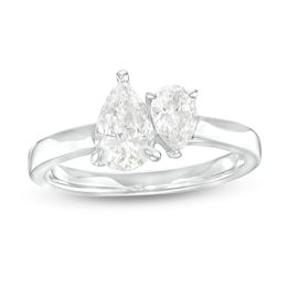 1-1/2 CT. T.W. Pear-Shaped Diamond Toi et  Moi Engagement Ring in 14K White Gold