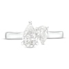 Thumbnail Image 4 of 1-1/2 CT. T.W. Pear-Shaped Diamond Toi et  Moi Engagement Ring in 14K White Gold