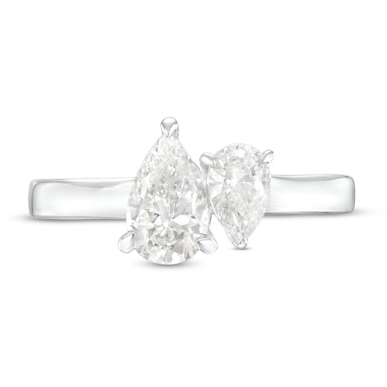 1-1/2 CT. T.w. Pear-Shaped Diamond Toi et Moi Engagement Ring in 14K White Gold