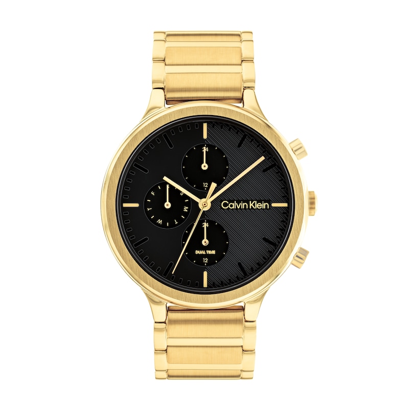 Main Image 1 of Ladies' Calvin Klein Gold-Tone IP Chronograph Watch with Black Dial (Model: 25200240)