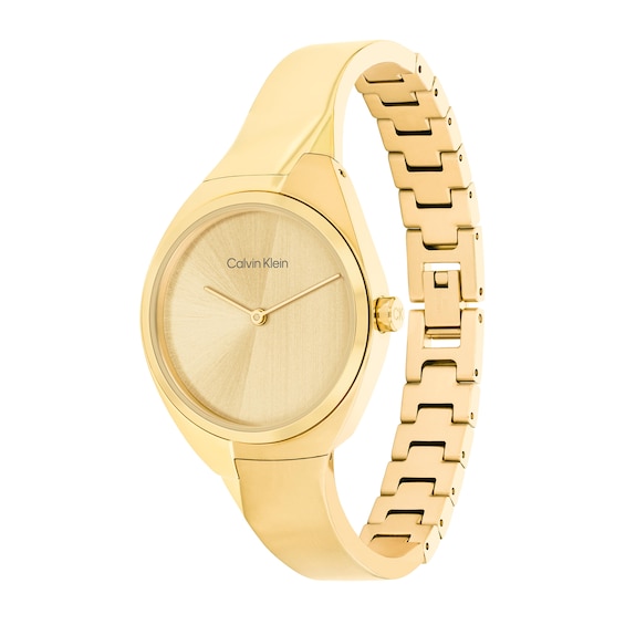 Ladies' Calvin Klein Gold-Tone IP Bangle Watch with Champagne Dial (Model: 25200235)