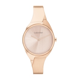 Ladies' Calvin Klein Rose-Tone IP Watch with Rectangular Dial (Model:  25000003) | Zales
