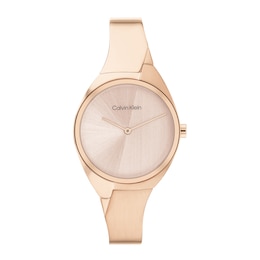 Ladies\' Calvin Klein Rose-Tone IP Watch with Rectangular Dial (Model:  25000003) | Zales