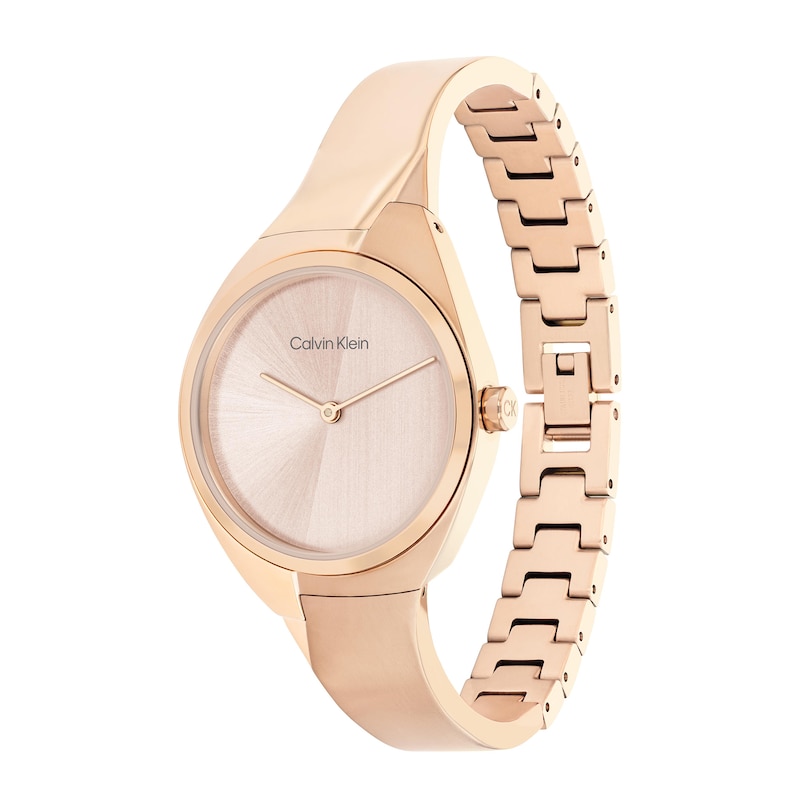 Ladies\' Calvin Klein Rose-Tone IP Bangle Watch with Rose-Tone Dial (Model:  25200236) | Zales