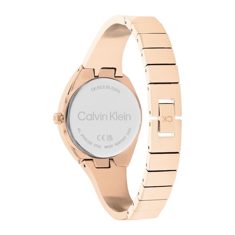 Ladies\' Calvin Klein Rose-Tone IP Bangle Watch with Rose-Tone Dial (Model:  25200236) | Zales
