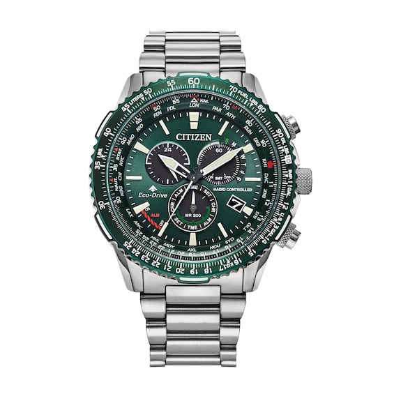 Men's Citizen Eco-DriveÂ® Promaster Air Chronograph Watch with Green IP Dial (Model: Cb5004-59W)