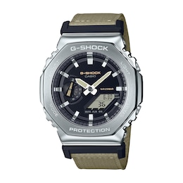 Men’s Casio G-Shock Classic Brown Fabric Strap Watch with Black Dial (Model: GM2100C-5A)