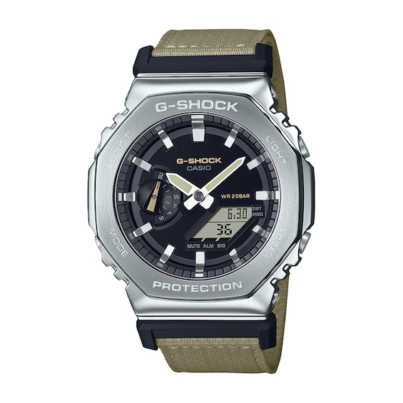 Menâs Casio G-Shock Classic Brown Fabric Strap Watch with Black Dial (Model: Gm2100C-5A)