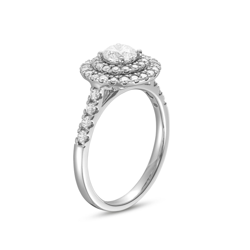 Main Image 3 of 1-1/4 CT. T.W. Diamond Double Frame Engagement Ring in 14K White Gold (I/I1)
