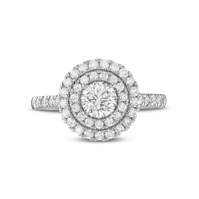 Main Image 4 of 1-1/4 CT. T.W. Diamond Double Frame Engagement Ring in 14K White Gold (I/I1)