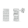 Thumbnail Image 1 of Men's 1/5 CT. T.W. Diamond Double Row Rectangular Stud Earrings in Sterling Silver
