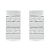 Thumbnail Image 2 of Men's 1/5 CT. T.W. Diamond Double Row Rectangular Stud Earrings in Sterling Silver