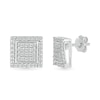Thumbnail Image 1 of 1/4 CT. T.W. Square-Shaped Multi-Diamond Swirl Frame Stud Earrings in Sterling Silver