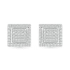 Thumbnail Image 2 of 1/4 CT. T.W. Square-Shaped Multi-Diamond Swirl Frame Stud Earrings in Sterling Silver