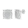 Thumbnail Image 1 of 1/2 CT. T.W. Multi-Diamond Frame Ornate Four-Corner Accent Stud Earrings in Sterling Silver