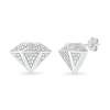 Thumbnail Image 1 of 1/10 CT. T.W. Diamond Three-Dimensional Diamond-Shaped Stud Earrings in Sterling Silver