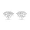 Thumbnail Image 2 of 1/10 CT. T.W. Diamond Three-Dimensional Diamond-Shaped Stud Earrings in Sterling Silver