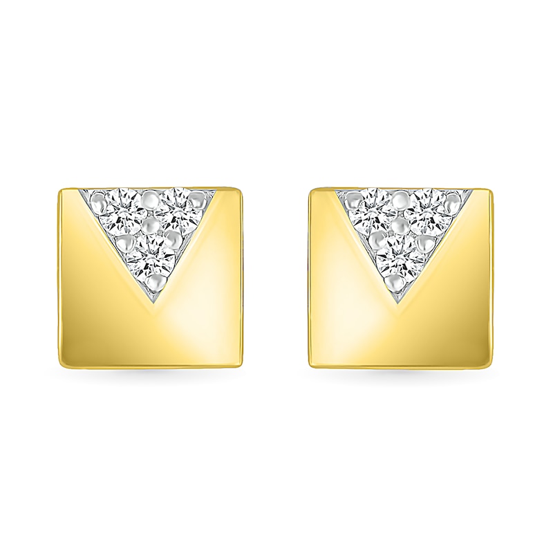 Main Image 2 of 7/8 CT. T.W. Diamond Trio Triangle Accent Rectangular Stud Earrings in 10K Gold