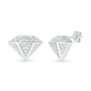 Thumbnail Image 1 of Men's 1/10 CT. T.W. Diamond Three-Dimensional Diamond-Shaped Stud Earrings in Sterling Silver