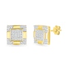 Thumbnail Image 1 of 1/6 CT. T.W. Square-Shaped Multi-Diamond Frame Four-Corner Trio Accent Stud Earrings in 10K Gold